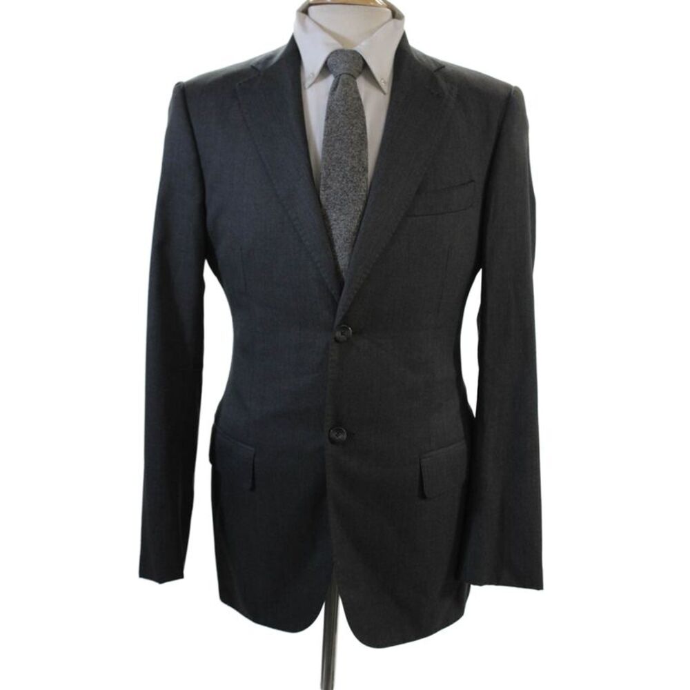 J. Hilburn Mens Wool Two-Buttoned Collared Tailored Fit Blazer Gray Size 37